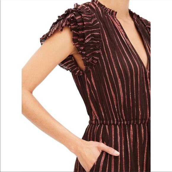Ulla Johnson Elio Metallic Copper Stripe Chocolate Jumpsuit 4 - Picture 1 of 16